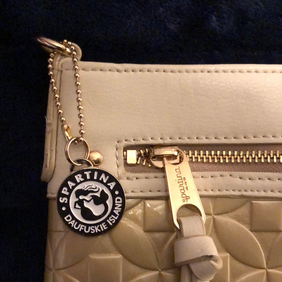 Spartina 449 Gold & Cream Leather and Patent Leather Crossbody Women's Bag NWOT - Picture 2 of 7